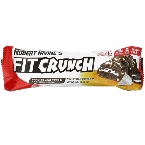 Fitcrunch Whey Protein Baked Bar Cookies And Cream 12 Bars 310 Oz