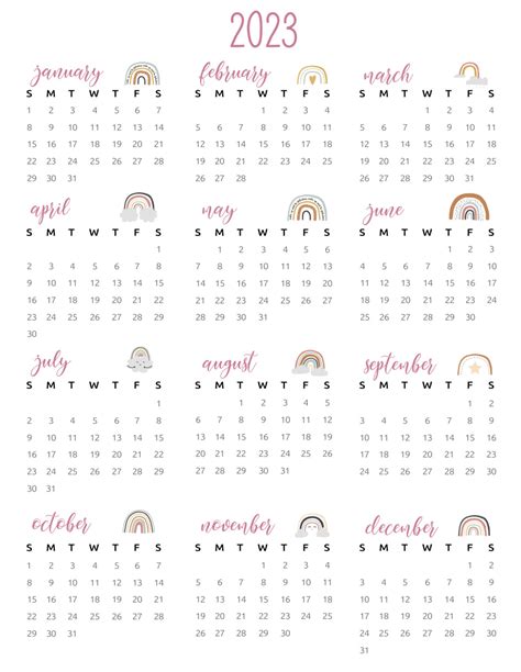 Free Download Printable Calendar 2023 In One Page Clean Design 2023 Calendar Templates And