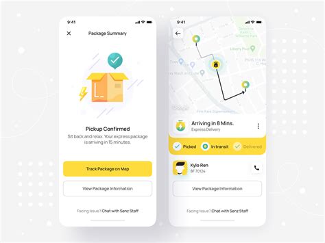 Package Delivery Summary And Live Tracking Ios Mobile App • Senz By