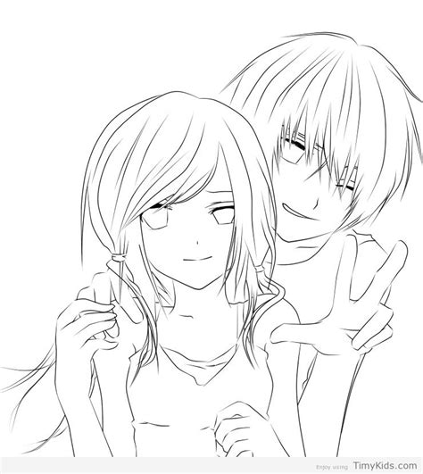 Cute Anime Couple Coloring Pages At