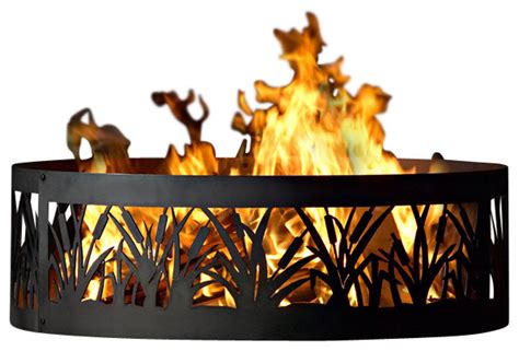 Painted with black high temp paint. Cattail Fire Ring, 60" - Rustic - Fire Pits - by P&D Metal ...