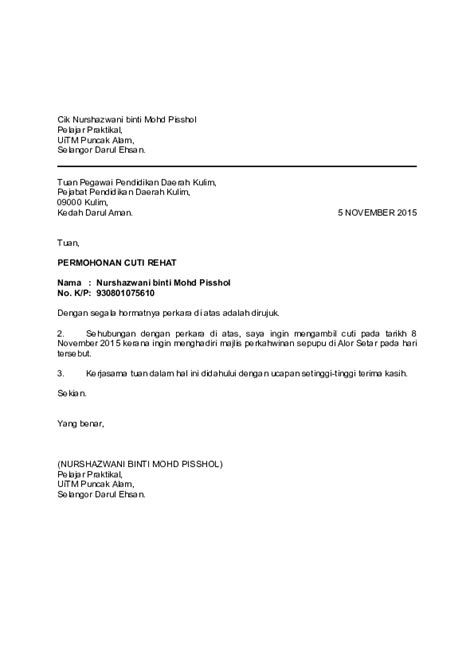 Surat Permohonan Cuti Kerja Pdf