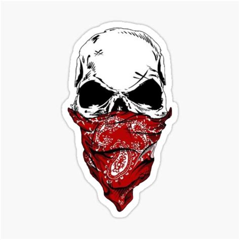 Blood Gang Skull Drawing Sticker For Sale By Nikefc Redbubble