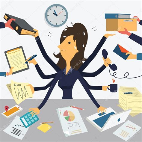 Very Busy Businesswoman — Stock Vector © Jesadaphorn 60024159