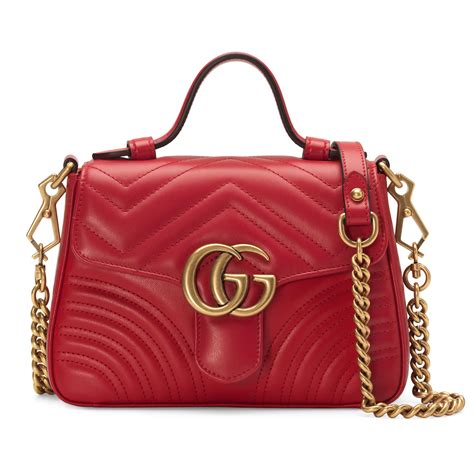 Gucci Leather Gg Marmont Small Top Handle Bag In Red Save 25 Lyst