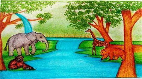 Simple Forest Drawing With Animals At Getdrawings Free Download