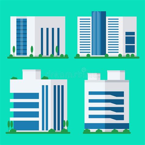 Collection Of Office Modern Building Icons Business Buildings Logos