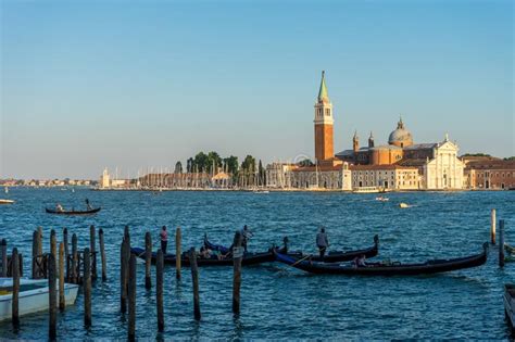 Venice Italy 30 June 2018 Gondolas Moored By Saint Mark Square With