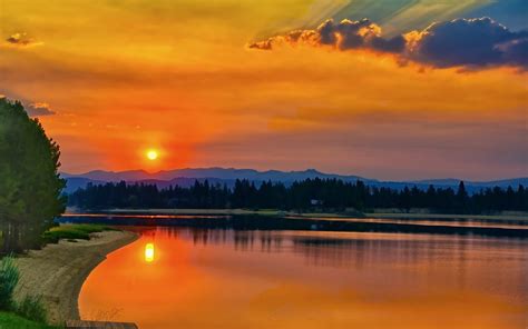 2560x1600 Lake Cascade Hd Sunset 2560x1600 Resolution Wallpaper Hd