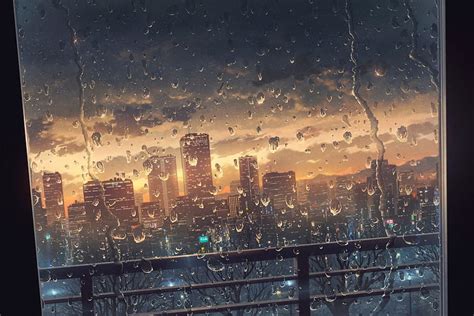 rainy day art japan fantasy anime cityscape rain orginal scenery hd wallpaper peakpx
