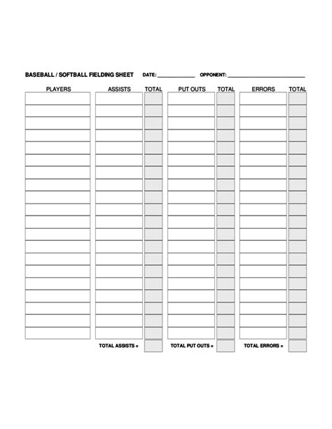 Blank Baseball Score Sheet Free Download