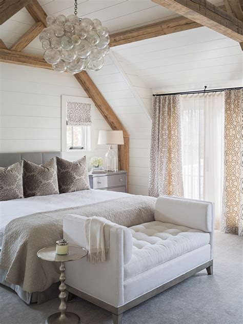 Elegant Master Bedroom With Floor To Ceiling Shiplap Exposed Wood