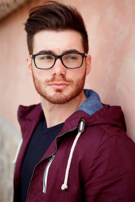 Cool Handsome Guy With Glasses Stock Image Image Of Outside Beard
