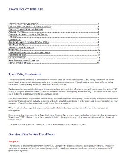 Creating a travel budget isn't all about spreadsheets. 10+ Corporate Travel Policy Templates - DOC, PDF | Free ...