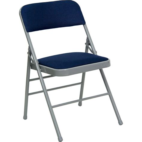 Versatile, easy to care for, and easy on the eyes, too. Navy Blue Metal Folding Chair with 1" Padded Fabric Seat