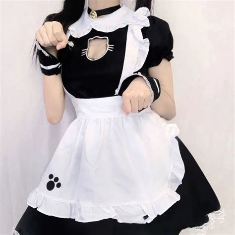 Women Sexy Lingerie French Apron Maid Dresses Cosplay Costume Servant