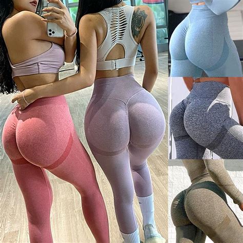 Buy Women Booty Yoga Pants Ruched Butt Lifting Workout Leggings High