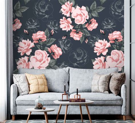 Vintage White And Pink Roses Rose Mural Tenstickers