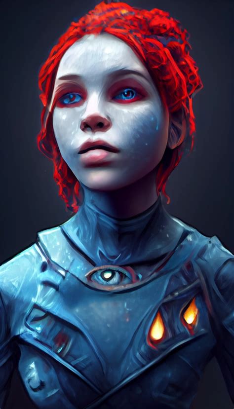 character design blue girl alien girl assassin midjourney