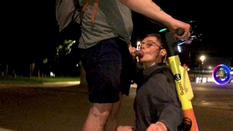 Public Exhibitionist Sex Blowjob On An Electric Scooter