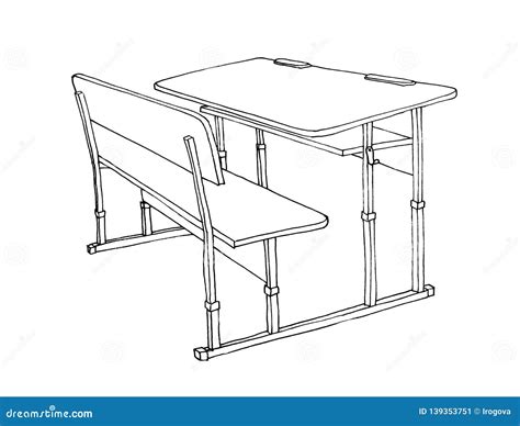 Graphic Sketch School Desk And Chair Stock Image