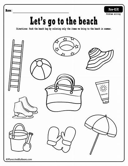 Beach Printable Coloring Fun Worksheets Preschool Summer