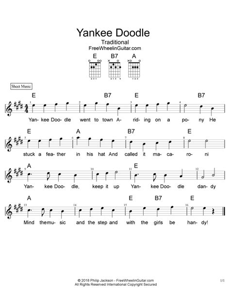 Yankee Doodle Tab And Sheet Music