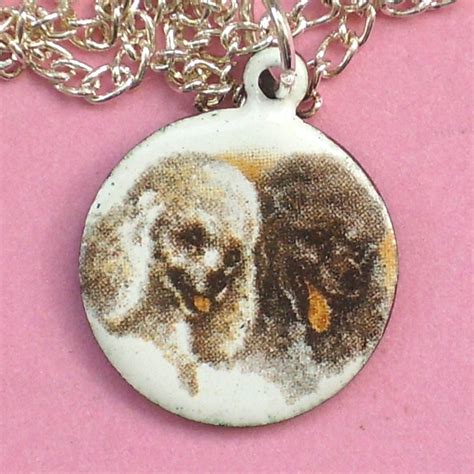 Poodles Transfer Picture On White Pendant Folksy