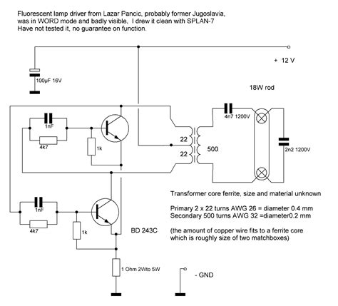 The line powered circuit uses a long life cold cathode fluorescent. Fluorescent Light Driver Circuit and Project