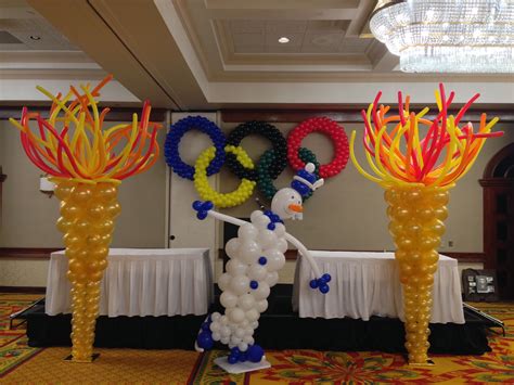 I thought i would share a few fun ideas as the olympics get started! Winter Olympic theme balloon decoration. http://www ...