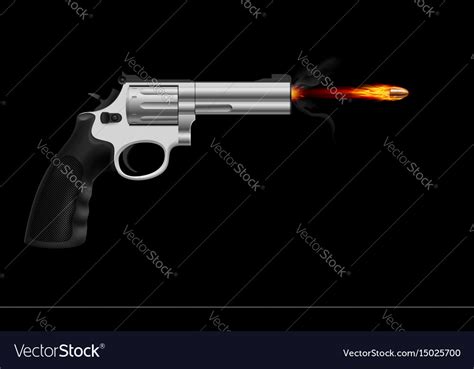 Revolver Firing Bullet On Black Background Vector Image