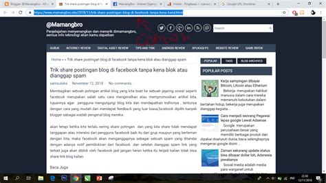 Trik Share Postingan Blog Di Facebook Tanpa Kena Blok Atau Dianggap Spam Kopi Bandung