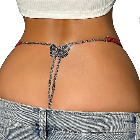 Women Summer Sexy Butterfly Waist Body Chain Jewelry Butterfly Pendant Thong Panties Elastic G