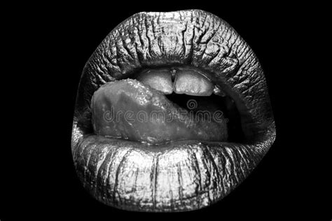 Tongue Sensual Lick Girl Golden Lips Gold Mouth Glowing Gold Skin