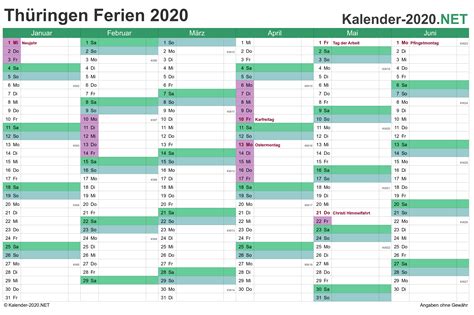 Hier finden sie eine liste aller schulferien 2021 für deutschland. FERIEN Thüringen 2020 - Ferienkalender & Übersicht