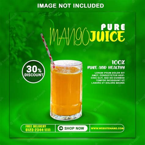Premium Psd Pure Mango Juice Social Media Post Banner Design Template Psd