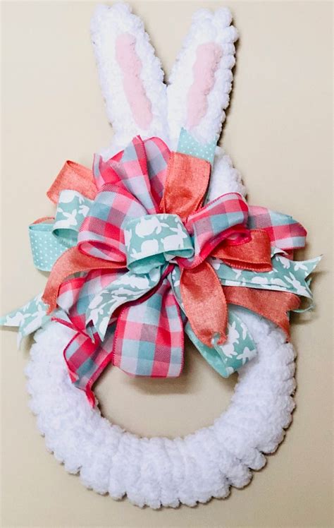 Fuzzy Bunny Wreath Bunny Decor Chenille Easter Bunny Etsy In 2020