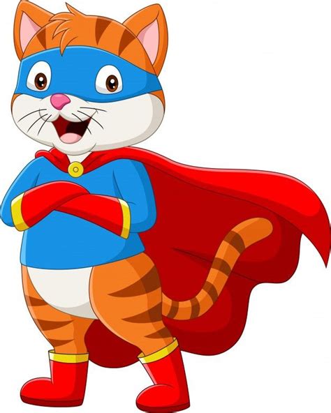 Premium Vector Cartoon Superhero Cat With Eyes Mask Cat Superhero