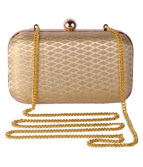 Buy Rezzy Gold Canvas Box Clutch At Best Prices In India Snapdeal