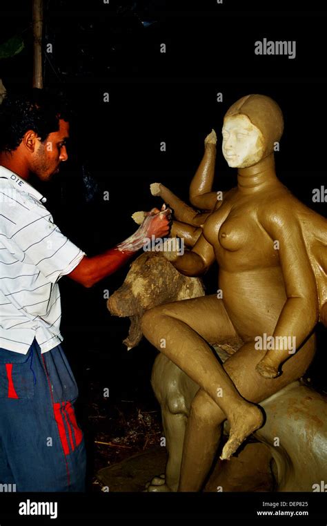 Durga Sculpture Mud Idol Sculptor Nude Durga Pooja Female