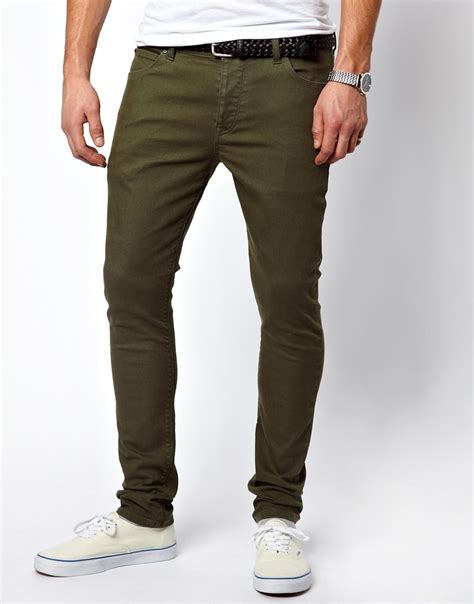 Asos Super Skinny Jeans In Khaki Green For Men Lyst