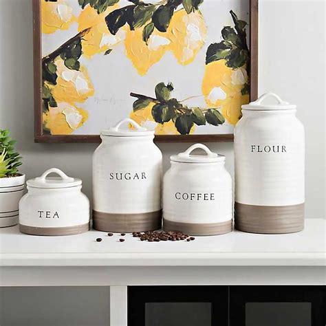 Building & construction, bathroom & kitchen. Two-Tone Modern Farmhouse Canisters, Set of 4 | Farmhouse ...