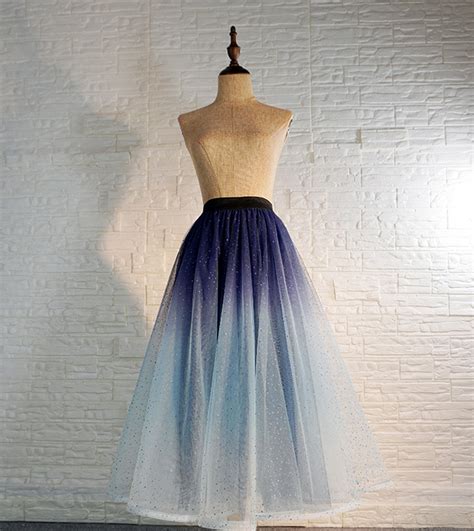 2021 Dusty Blue Tulle Midi Skirt Outfit Blue Sparkly Midi Tulle Skirt