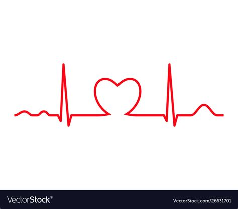 Ekg Line With Heart Heartbeat Royalty Free Vector Image