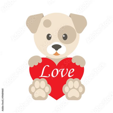 Cartoon Dog And Heart With Text Buy This Stock Vector And Explore