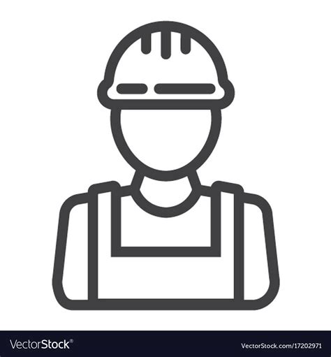 Builder Line Icon Build And Repair Construction Vector Image