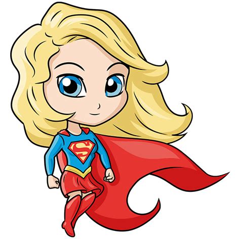 How To Draw A Chibi Supergirl Really Easy Drawing Tutorial Drawing