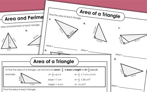 Area Of Triangles Worksheets