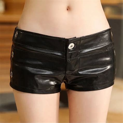 Low Waist Pu Leather Shorts European Style Female Nightclubs Bars Sexy Women Shorts In Shorts