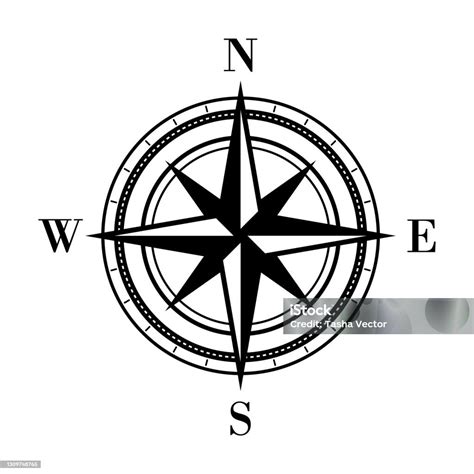 Compass Icon Detailed Compass With Directions North South West East